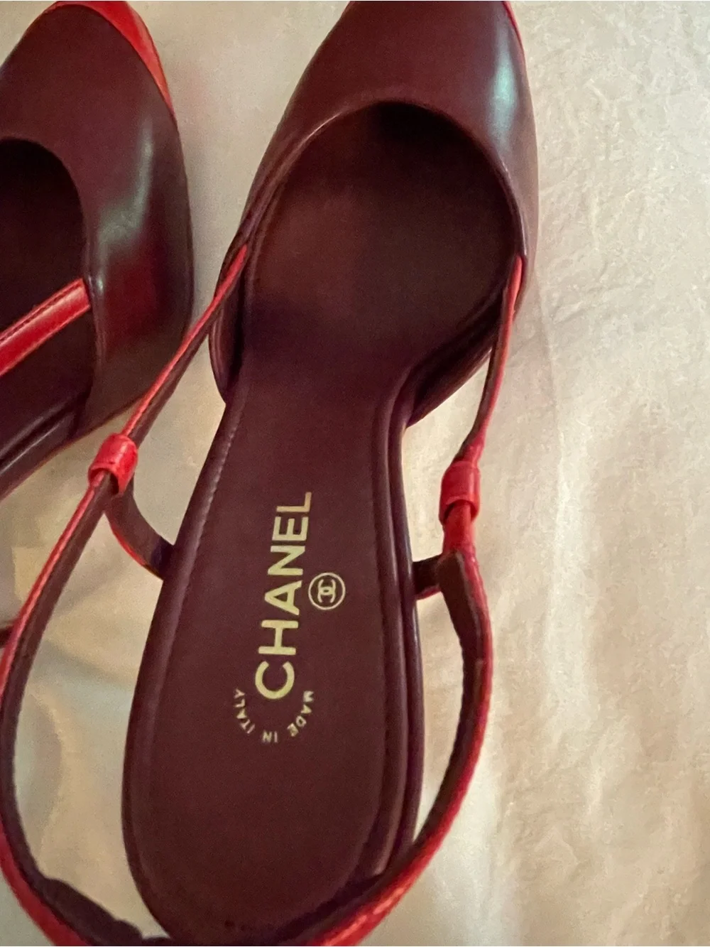Matthieu Blazy CHANEL lambskin slingbacks Burgundy Red Heel Pump G47479 sz 37
